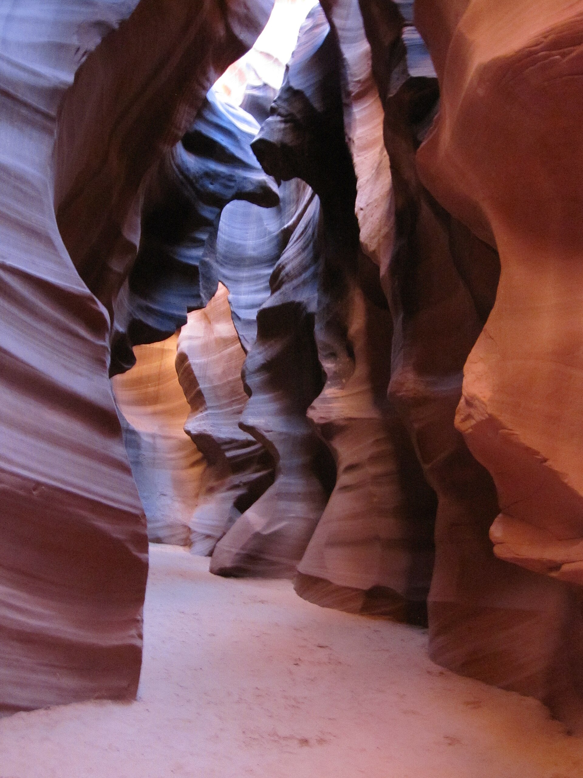 Narrow orange sandstone walls inside Antelope Canyon